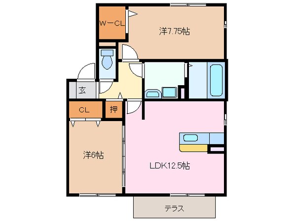 阿倉川駅 徒歩9分 1階の物件間取画像